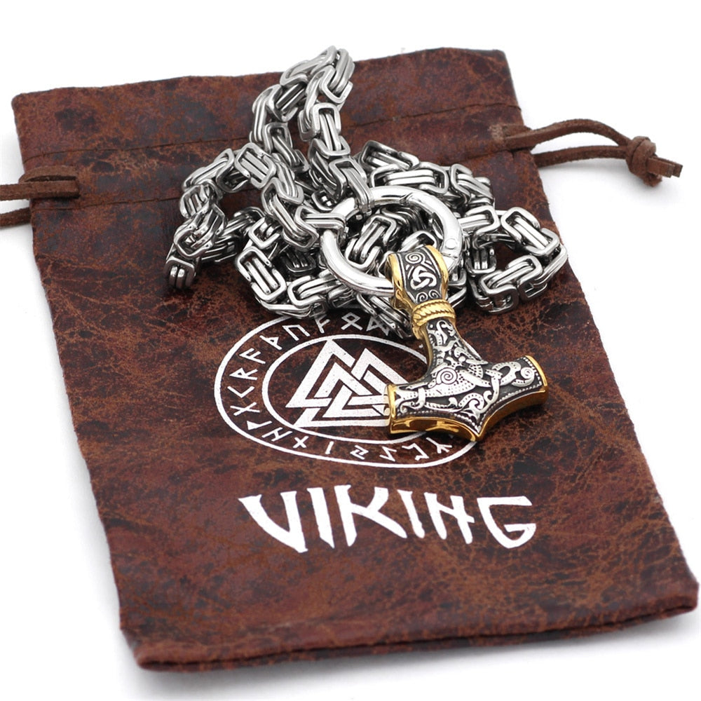 Corrente Viking Cabeça de Lobo Amuleto Runa