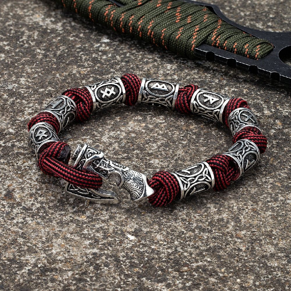 Bracelete Viking Machado Nórdico c/ Amuletos Runa