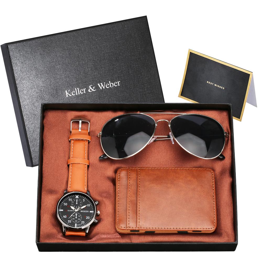 Kit Relógio + Carteira + Óculos de Sol Premium Leather