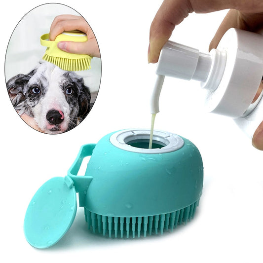 Escova Banho cães com reservatório para shampoo